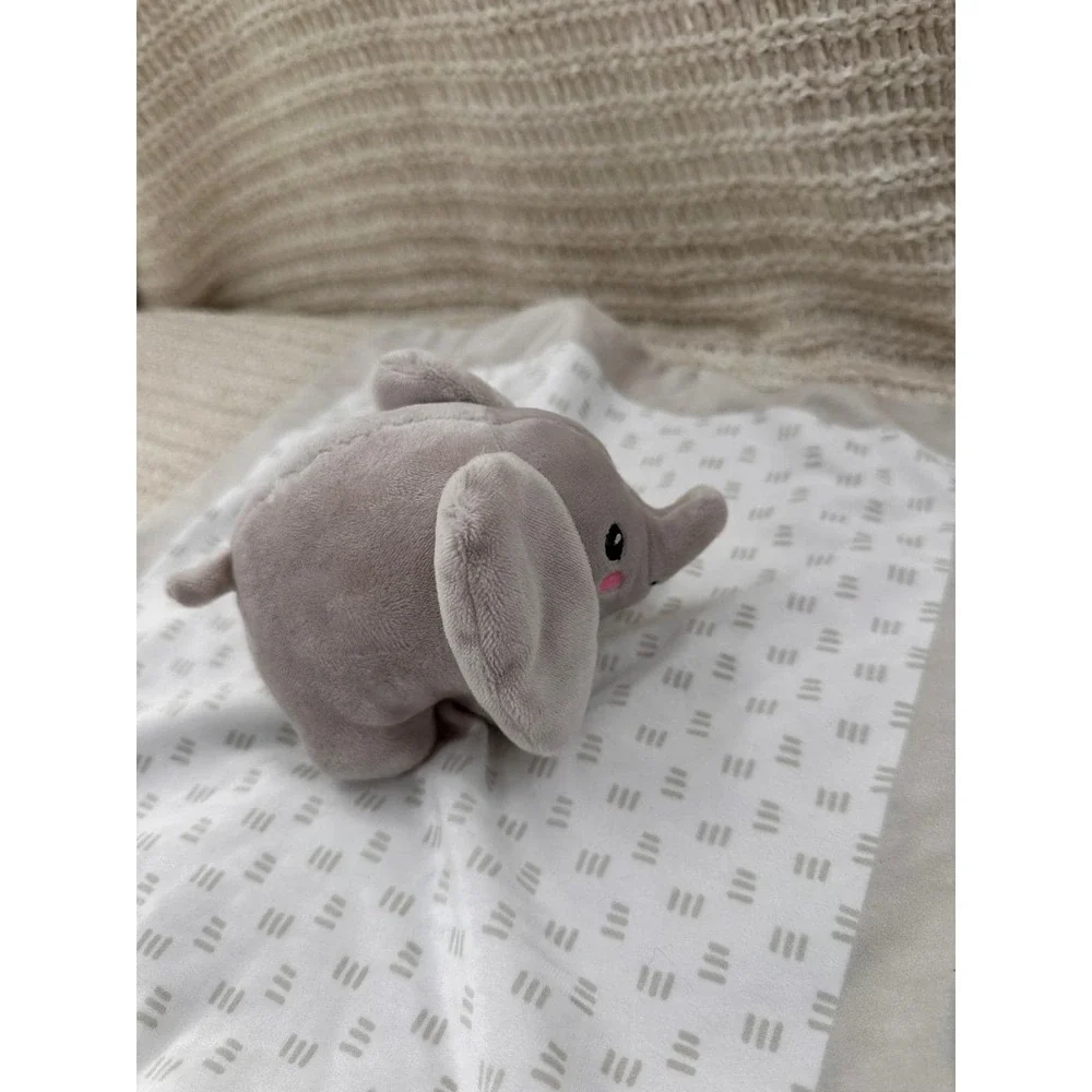 Pearhead Elephant Baby Security Blanket‎ Lovey Grey White Dash Print 83111